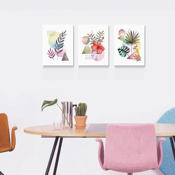 New Wall Decor Abstract Watercolor Canvas Art Flowers Pictures Artwork 3 Pieces